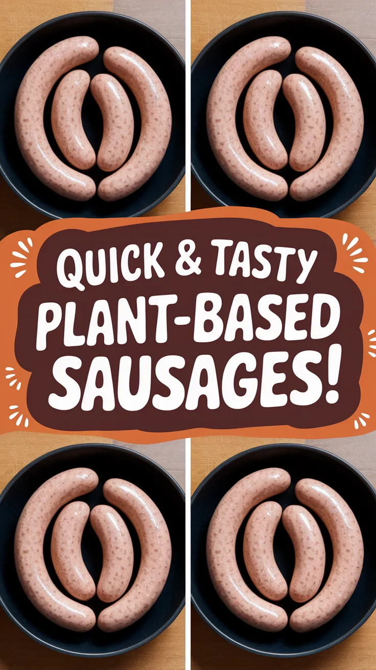 Plates of Plant-Based Sausages Ready for Microwaving