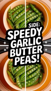 Delicious microwave garlic butter snap peas ready to serve