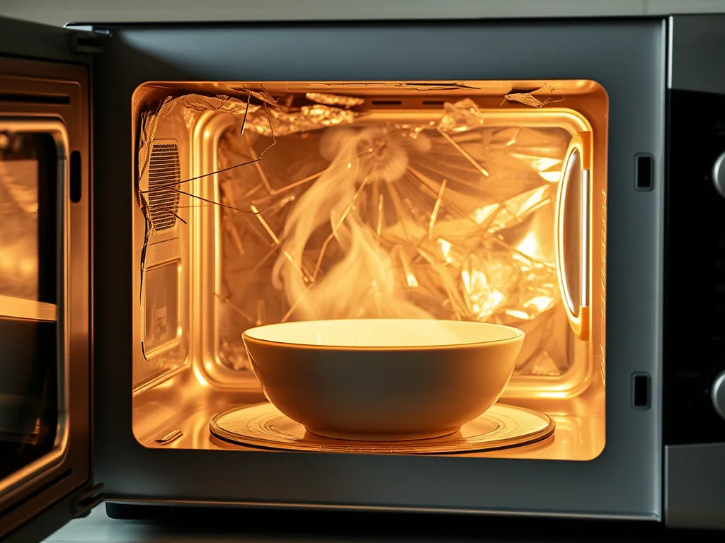 An image of a microwave with a shattered glass door illustrating a temporary fix for microwave issues.