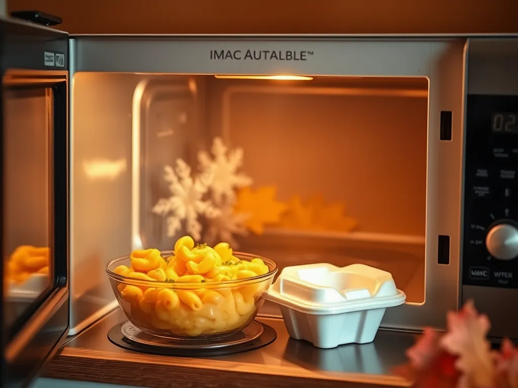 Microwave with pasta in a bowl, highlighting health risks associated with common microwave habits.