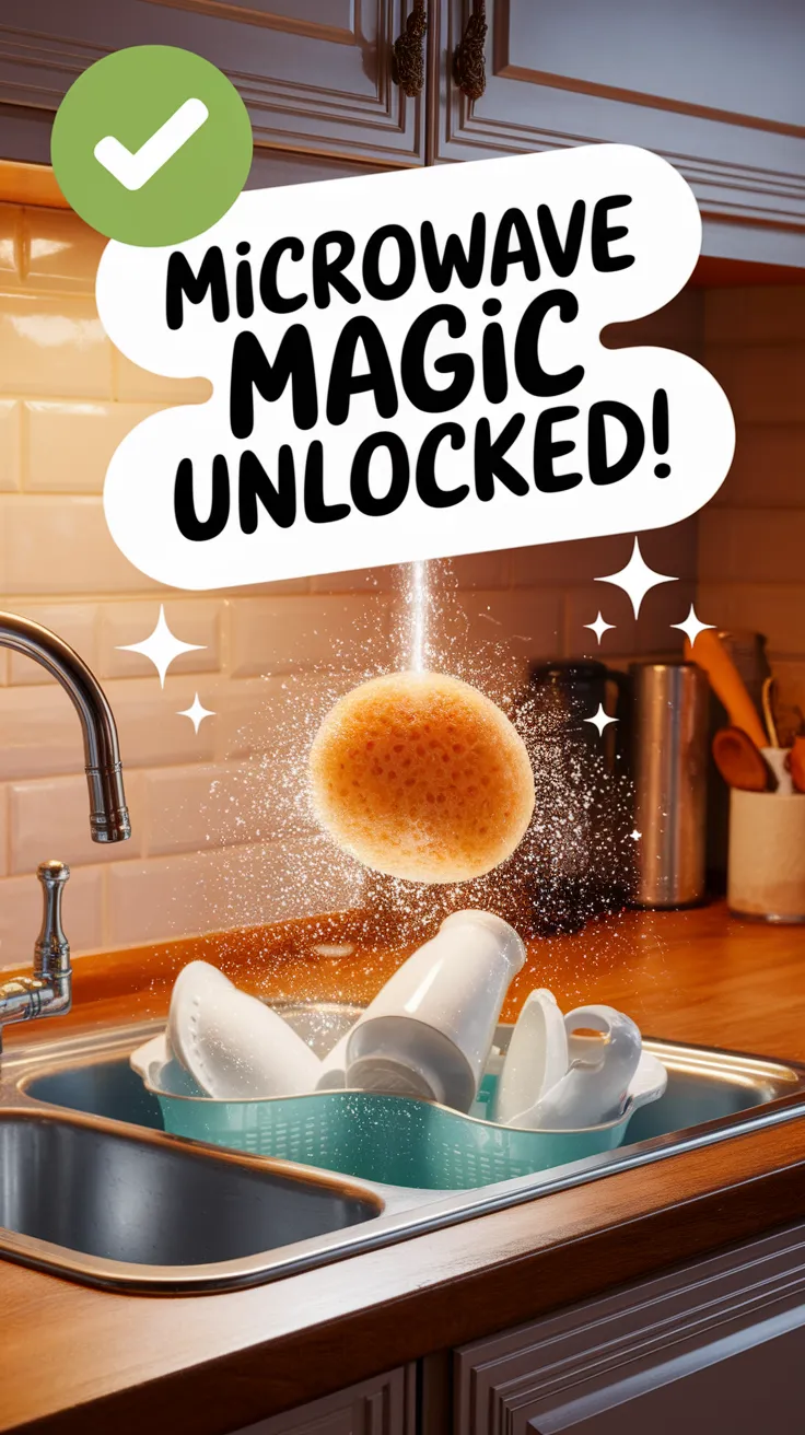 Microwave hack for removing stuck-on food using a sponge, relevant to avoiding struggle with food residue.