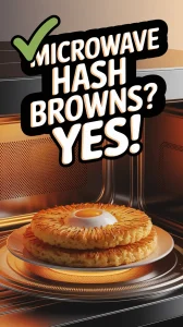 Delicious hash browns being cooked in a microwave, illustrating how to make hash browns in the microwave.