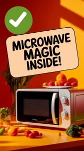 Microwave showcasing hidden button to save time and money