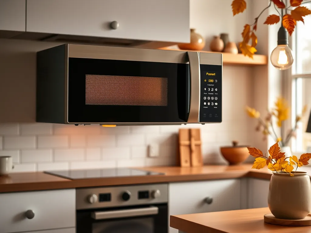 Microwave with a highlighted hidden button that saves time and money