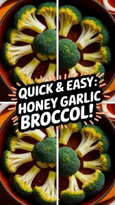 Delicious microwave honey garlic broccoli ready to serve.