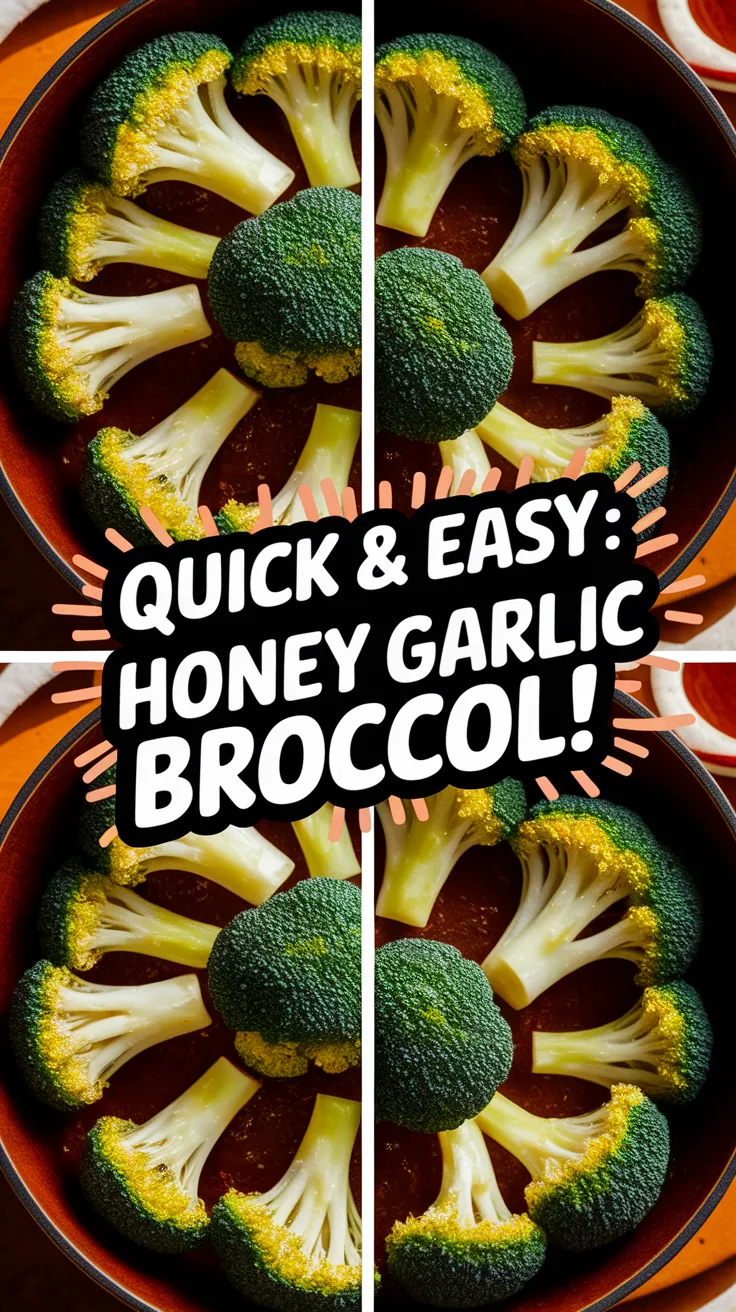 Delicious microwave honey garlic broccoli ready to serve.