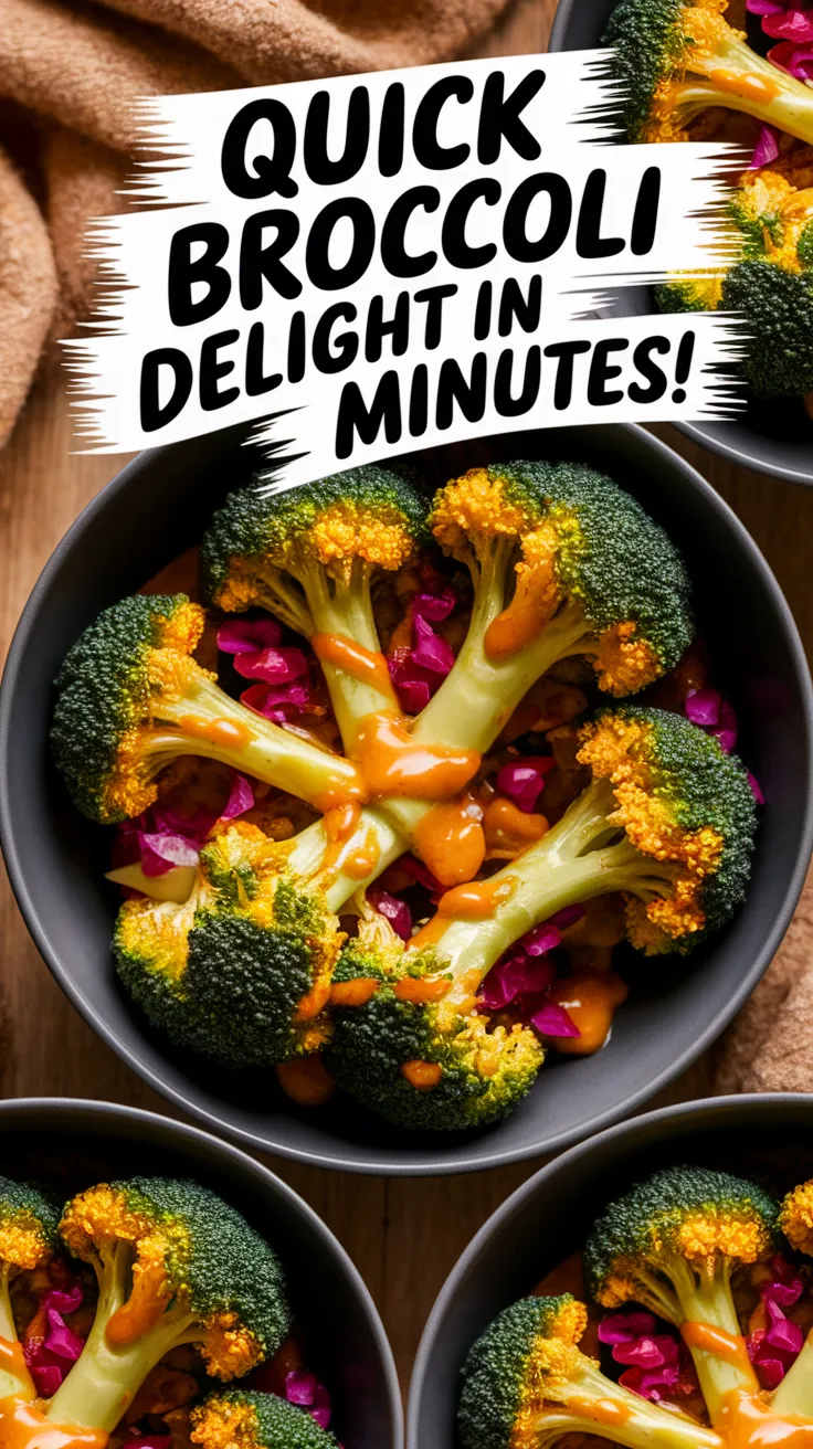 Quick microwave honey mustard broccoli served in bowls with vibrant colors.