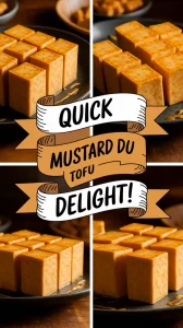 Delicious microwave honey mustard tofu cubes prepared quickly.