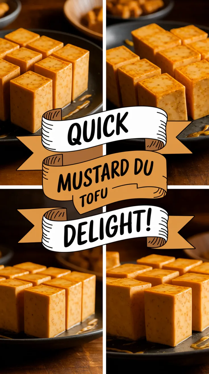 Delicious microwave honey mustard tofu cubes prepared quickly.