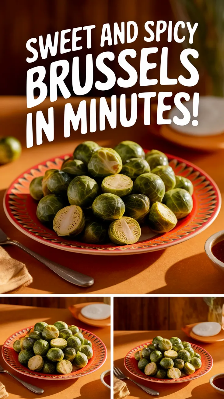 Delicious microwave honey sriracha Brussels sprouts ready to cook.