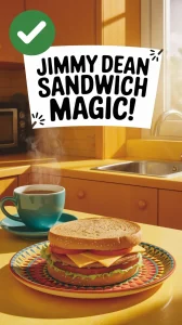 Delicious Jimmy Dean breakfast sandwich ready to be microwaved, showcasing ideal microwave time.