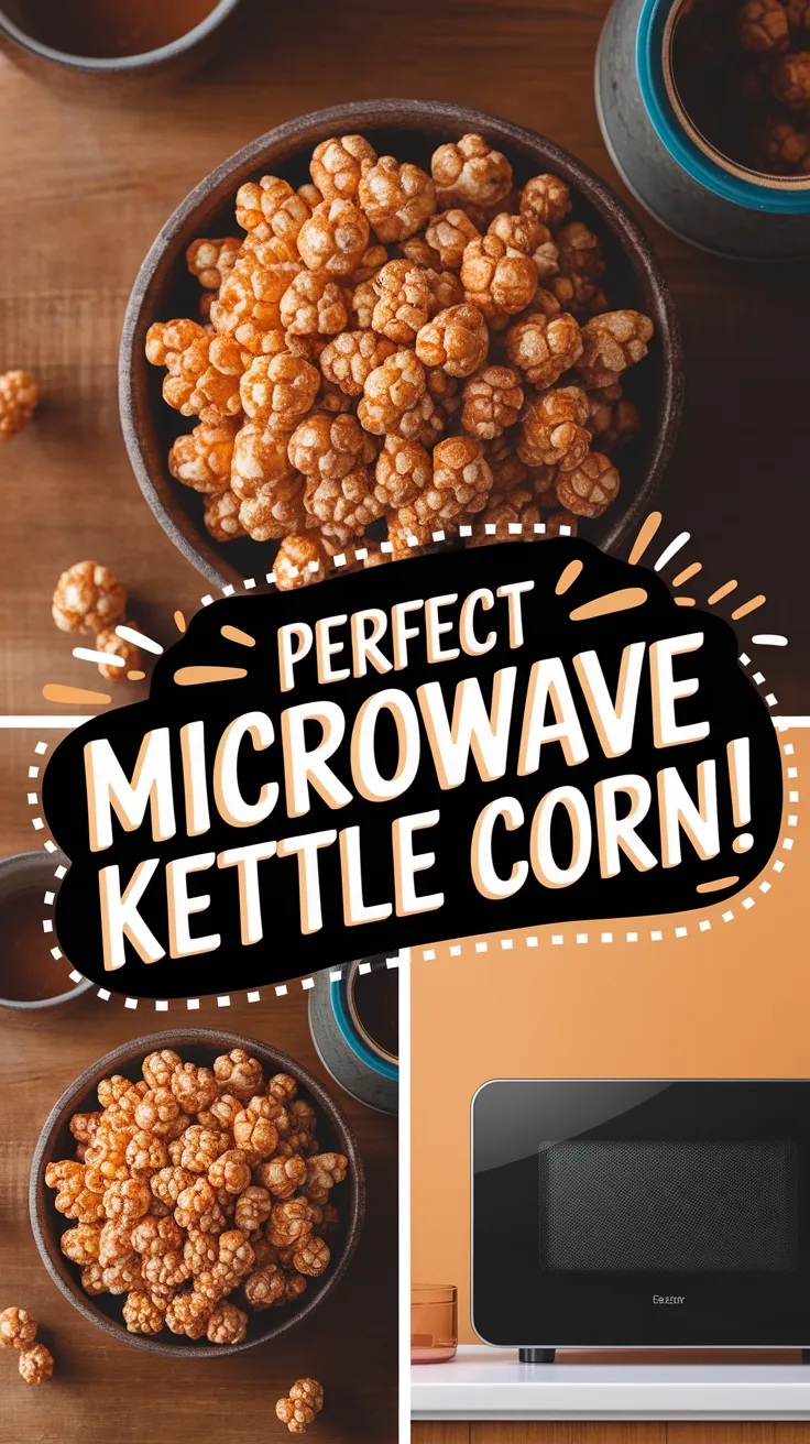 Delicious kettle corn made in the microwave, showcasing its golden color and crunchy texture.