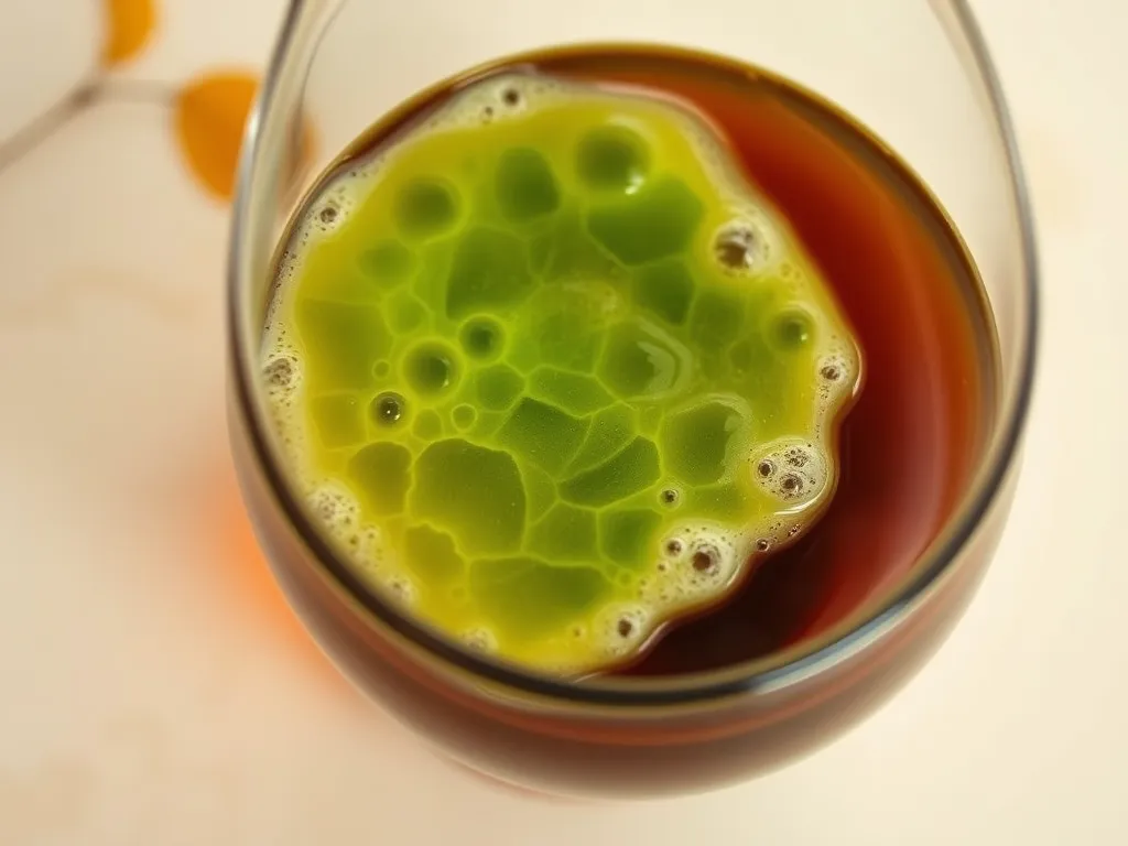 A close-up view of a Kombucha SCOBY in a glass, relevant to safety concerns about microwaving.