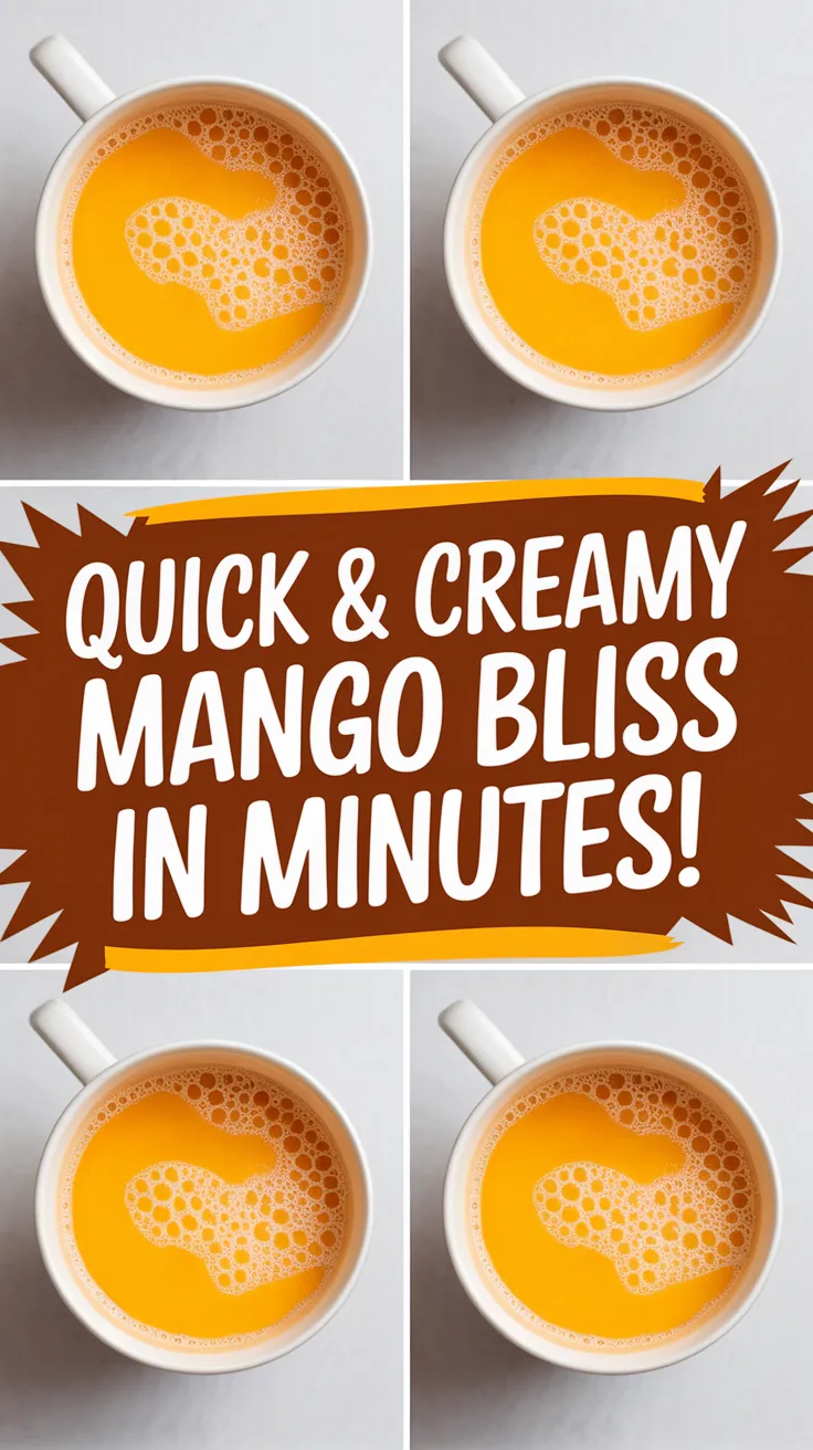 Creamy mango lassi in a mug, perfect for quick recipes.