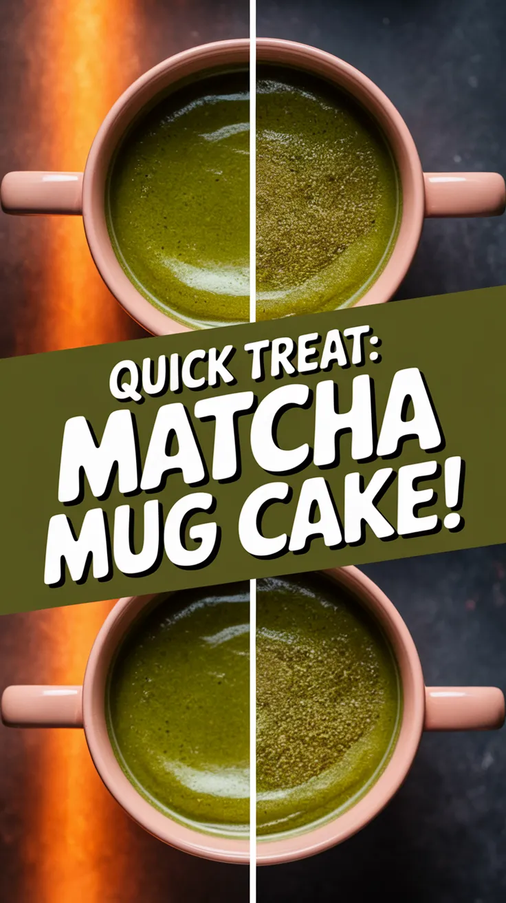 Delicious and easy 2-minute microwave matcha latte mug cake ready to enjoy.