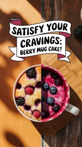 Delicious microwave mixed berry mug cake featuring fresh blueberries and blackberries