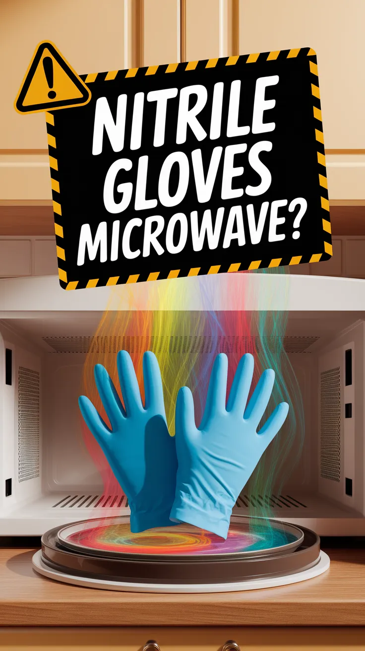 Nitrile gloves placed inside a microwave for sterilization