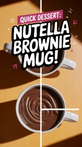 Delicious microwave Nutella brownie mug dessert ready to enjoy