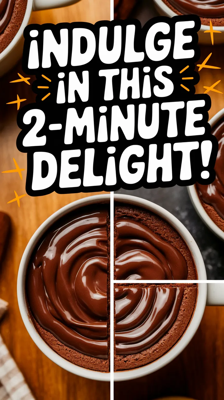 Decadent microwave Nutella mug cake topped with smooth chocolate.