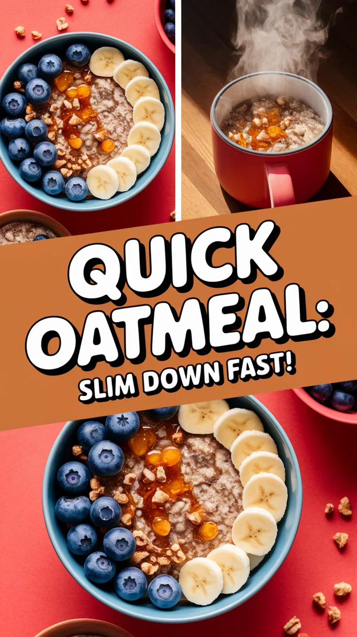 Healthy 2-Minute Microwave Oatmeal with bananas and blueberries for weight loss
