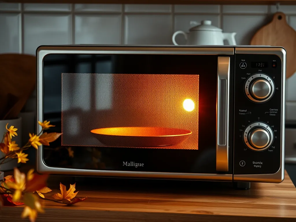 A microwave in operation, highlighting the overheating issues that can reduce microwave lifespan.