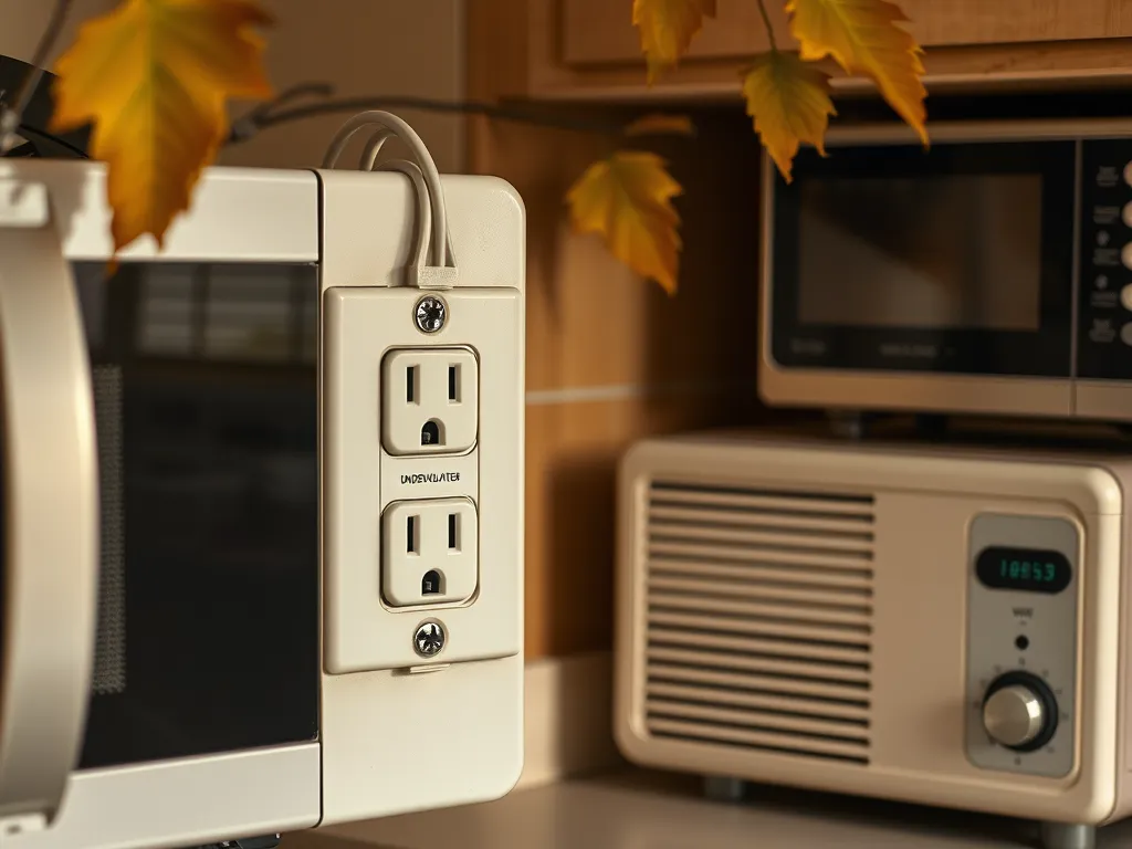 Image showing a microwave plugged into an undervolted outlet that may cause overheating issues.