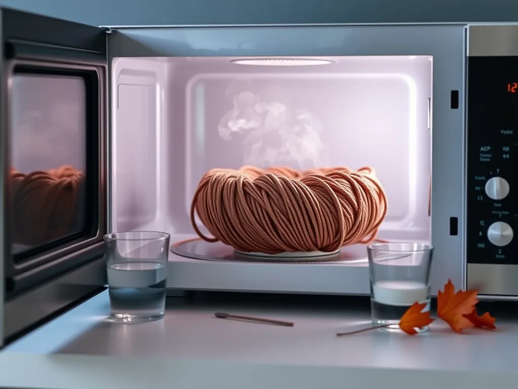 Paracord inside a microwave to remove moisture and mold