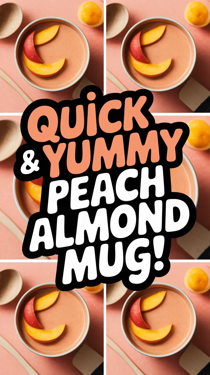 Delicious microwave peach almond mug with fresh peach slices on top