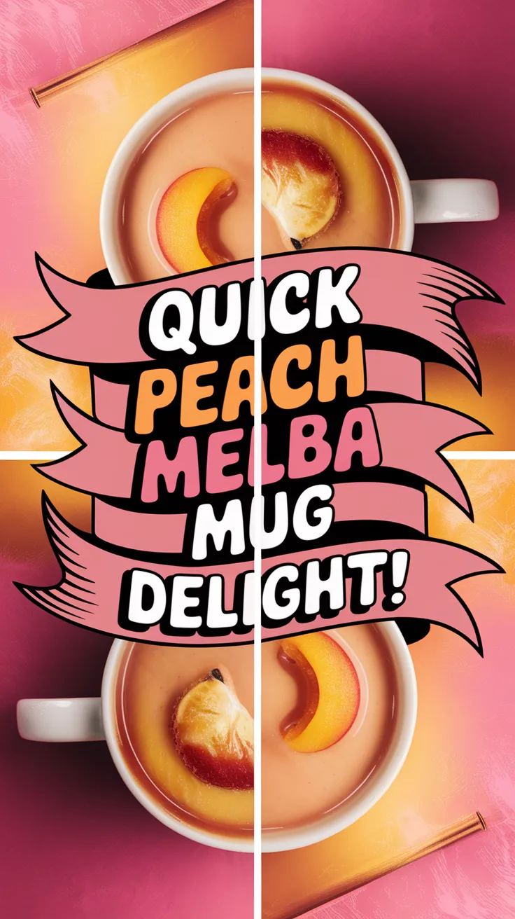 Delicious microwave peach melba mug with fresh peach slices on top