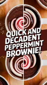 Delicious microwave peppermint brownie mug with swirls of chocolate and peppermint.