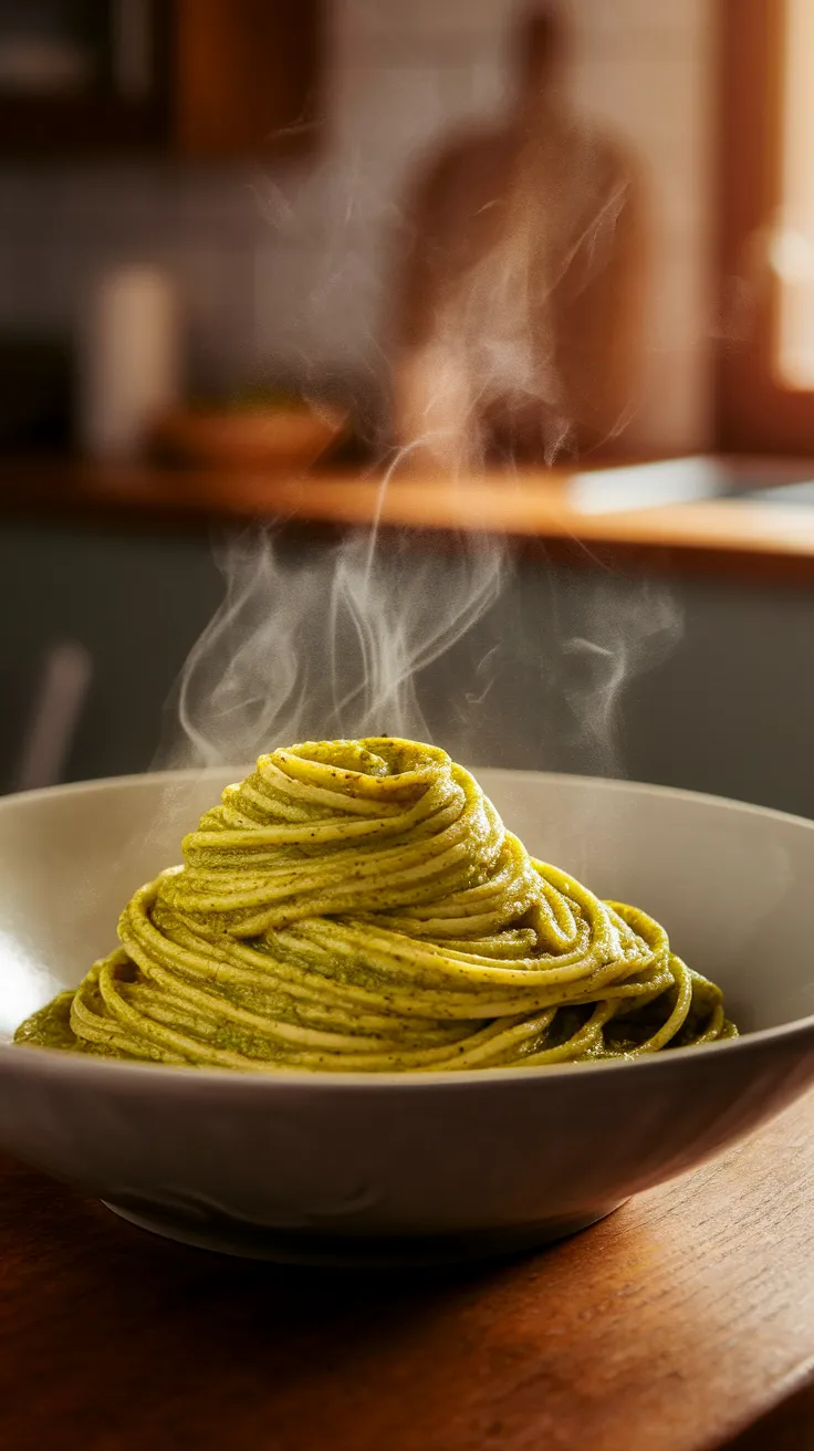 Delicious pesto pasta made in the microwave in just 2 minutes