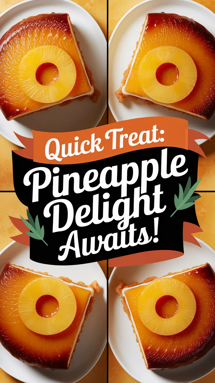 Delicious slice of microwave pineapple upside-down cake topped with a pineapple ring