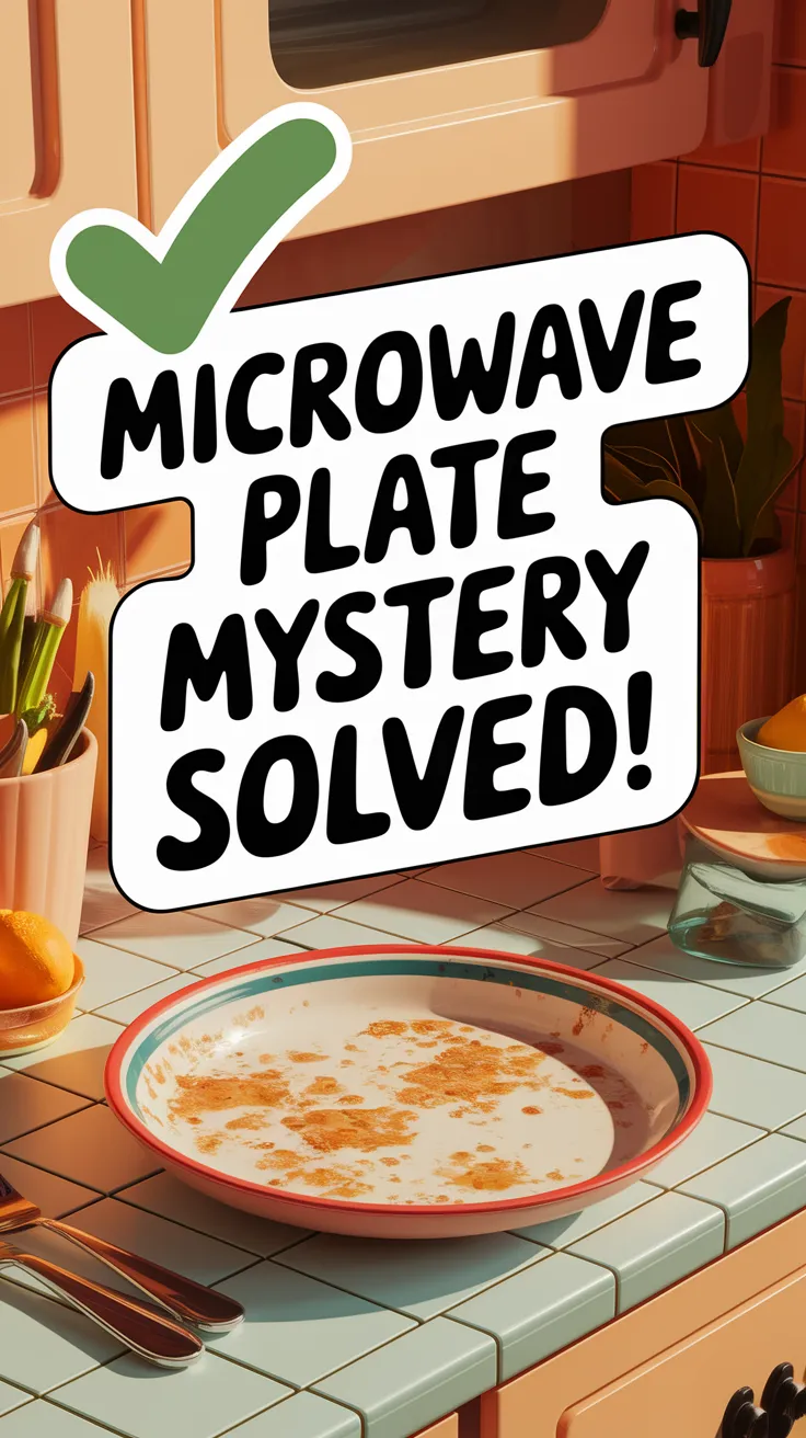 Filthy microwave plate with food stains illustrating the easy fix for cleanliness