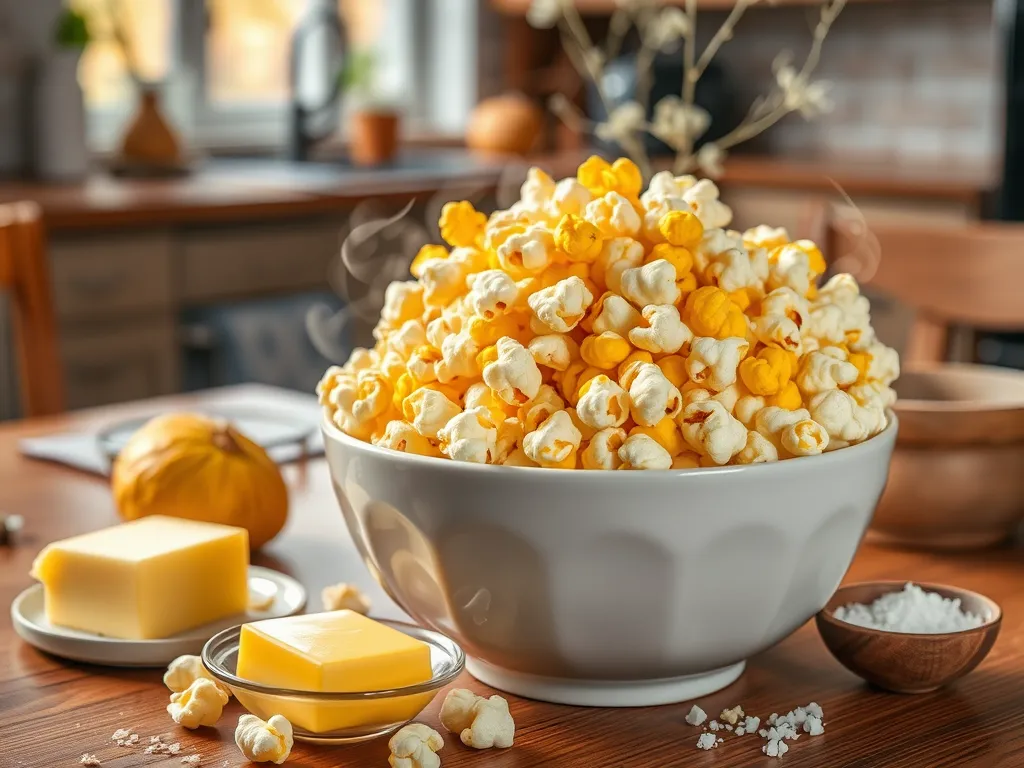 Bowl of popcorn with butter flavor, relevant to microwaving popcorn bags