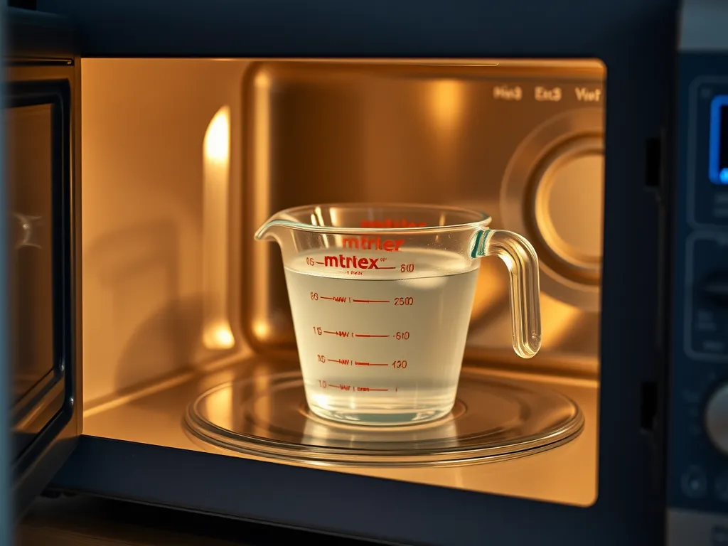 Microwave with water measurement showing cooking efficiency issues related to 1000W and 700W models