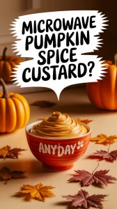Delicious pumpkin spice custard in Anyday Bowl, perfect for microwave cooking.