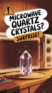 Quartz crystal inside a microwave for energy cleansing.