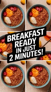 Delicious 2-Minute Microwave Quinoa Breakfast Bowl with toppings
