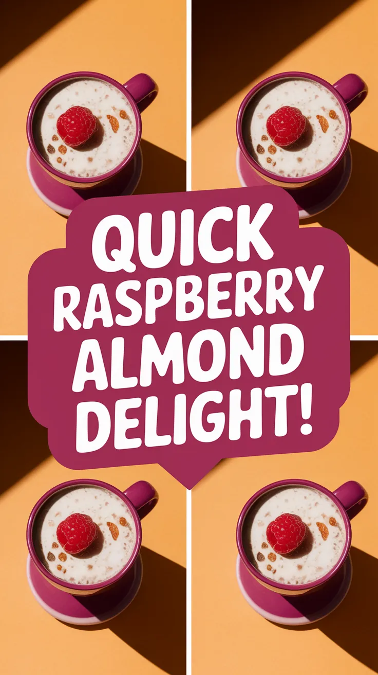 Delicious microwave raspberry almond mug topped with fresh raspberries