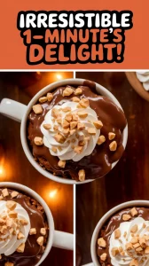 Delicious microwave Reese's mug cake topped with whipped cream and crushed peanuts