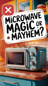 Image of a microwave with rust indicating the risks of using untreated appliances, related to microwave rust removal.