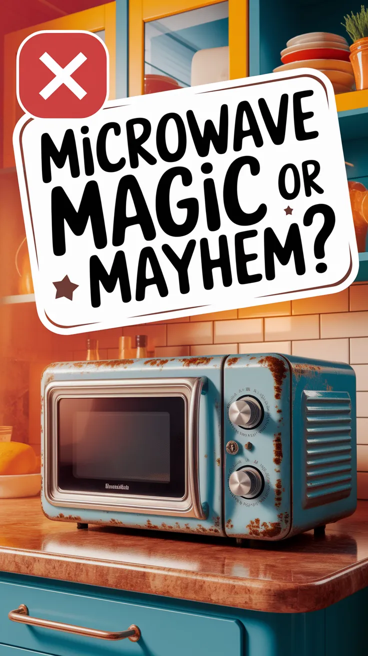 Image of a microwave with rust indicating the risks of using untreated appliances, related to microwave rust removal.