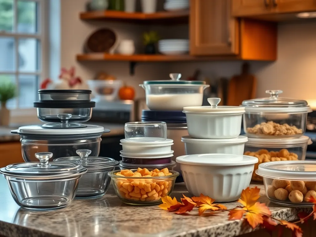 Various microwave-safe containers suitable for heating food.