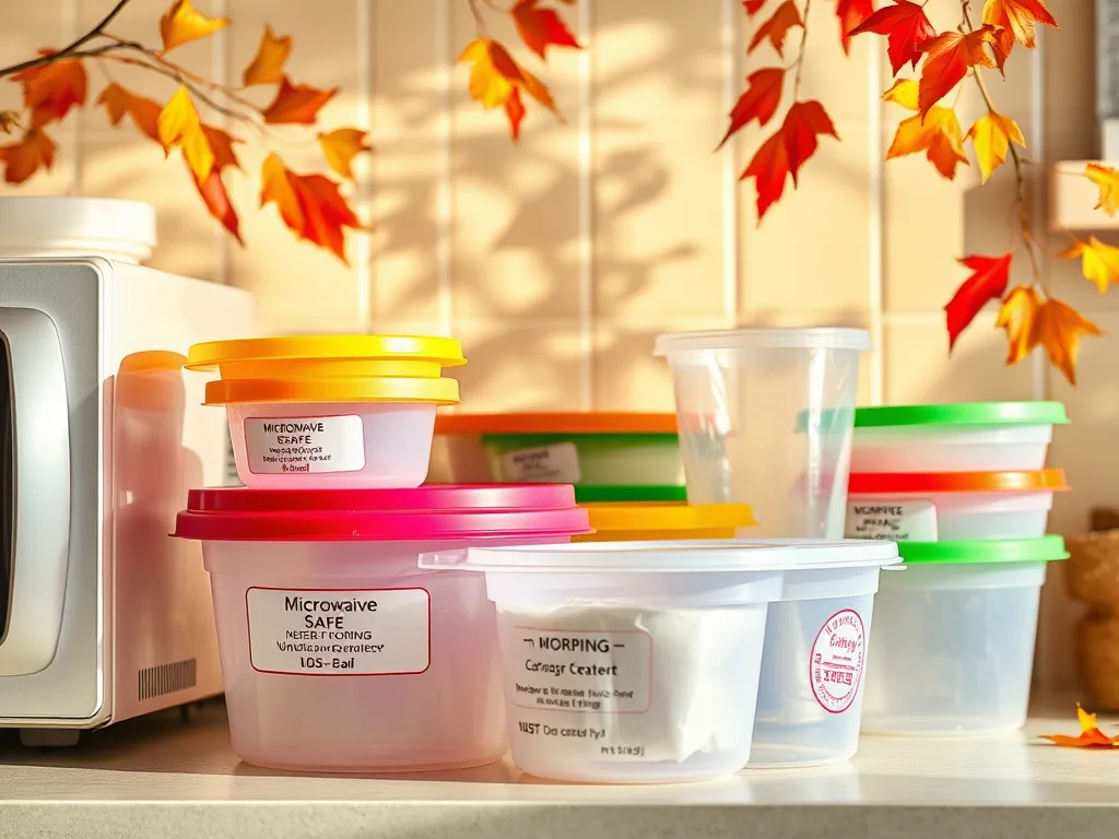 Assorted microwave safe plastic containers that may release microplastics when microwaved.