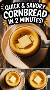 Delicious 2-Minute Microwave Savory Cornbread Mug with butter on top