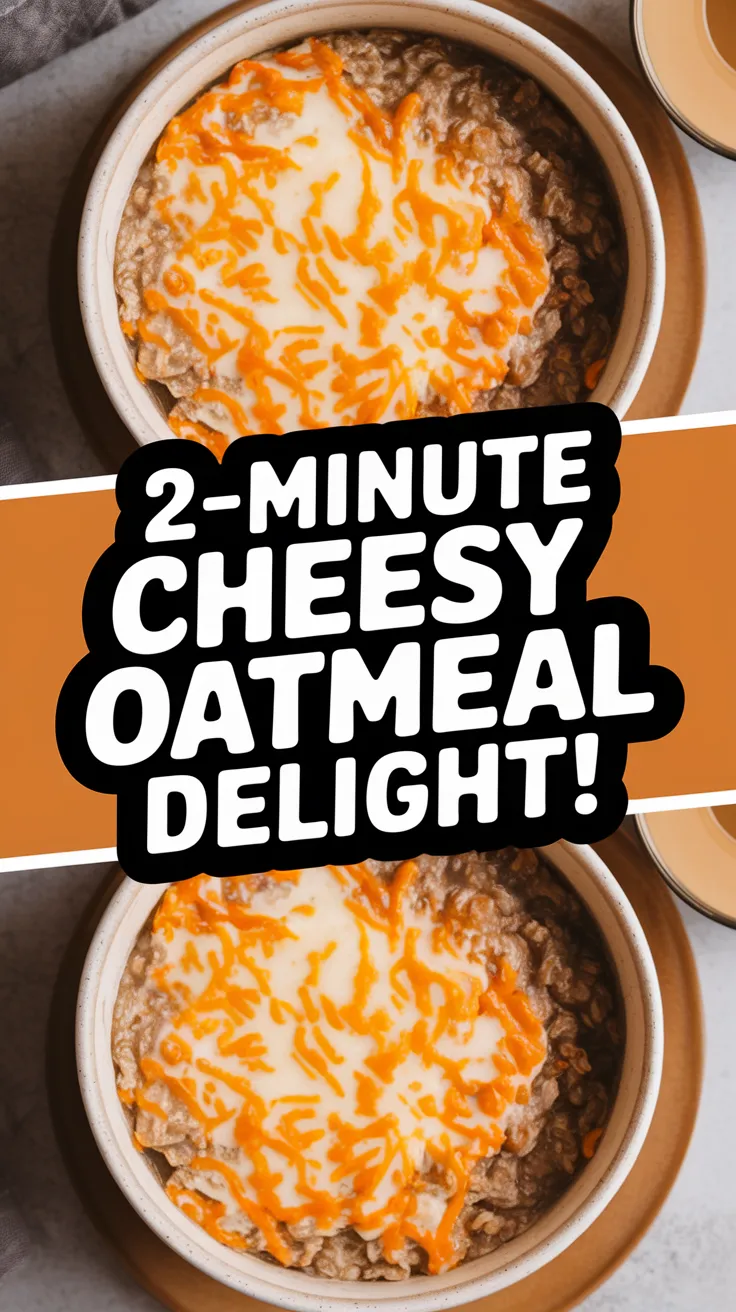 Two bowls of savory oatmeal with melted cheese on top, perfect for a quick meal.