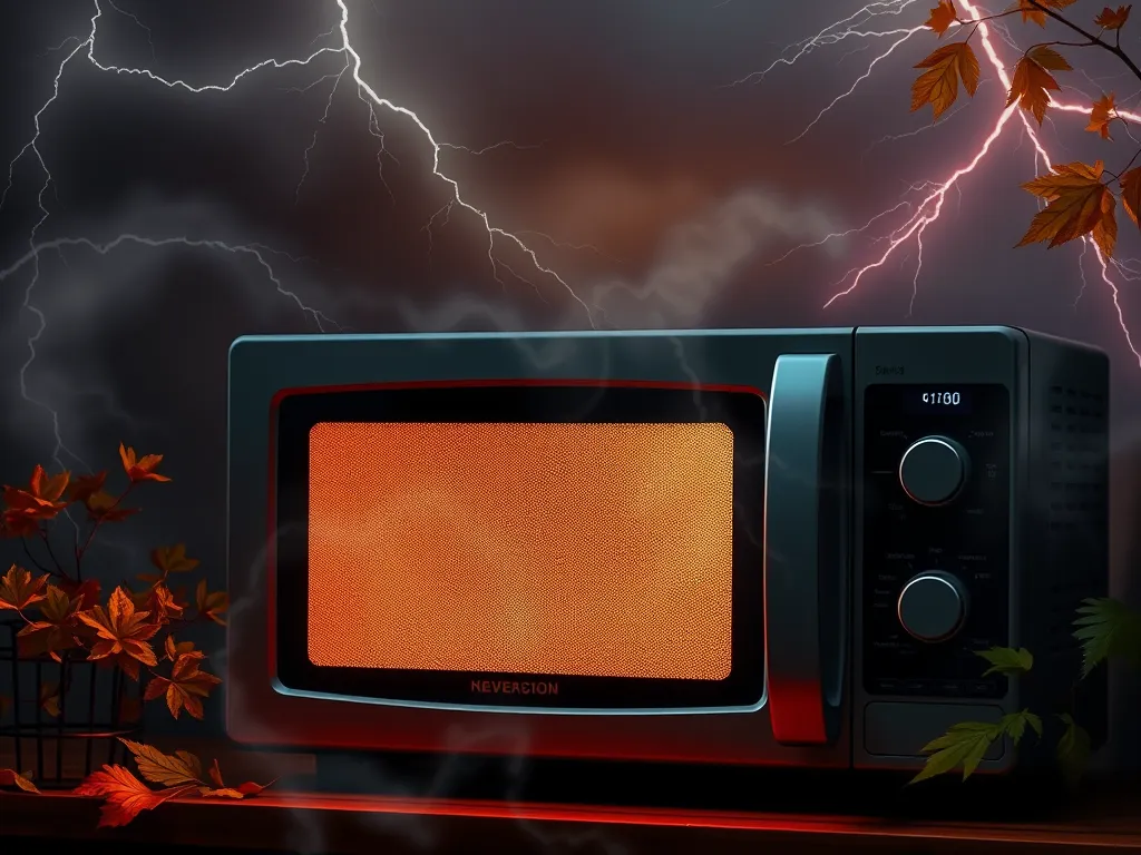 A microwave oven illuminated with an orange glow, representing durability and longevity in commercial models.