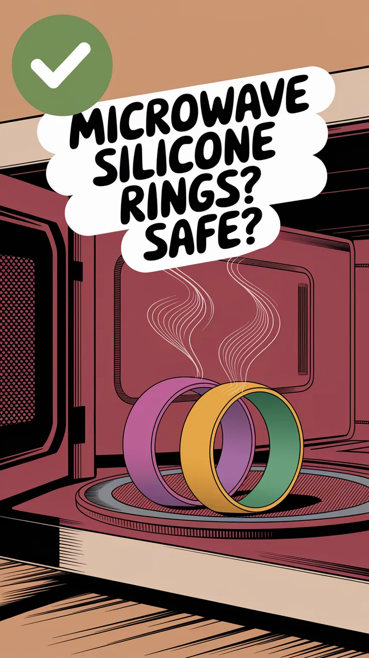 Silicone wedding rings inside a microwave highlighting sanitization inquiry
