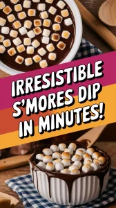 Delicious microwave s'mores dip with melted chocolate and toasted marshmallows