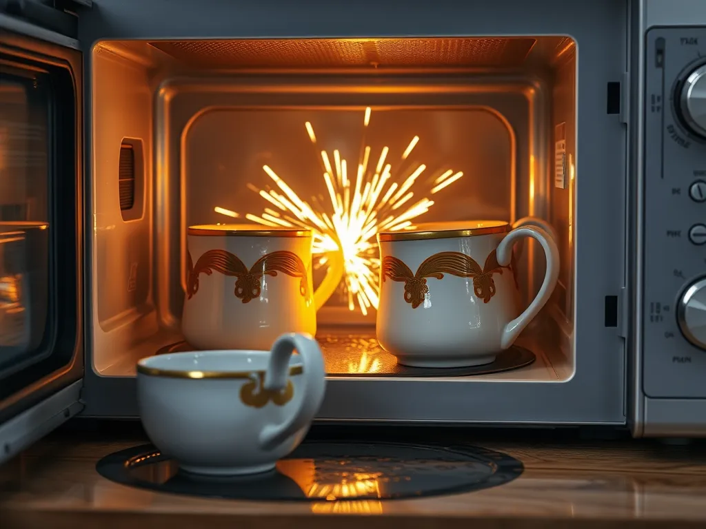 Microwave sparking with cups inside